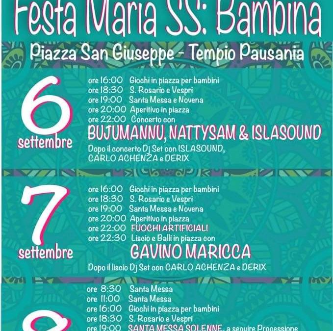 Festa Maria SS. Bambina – Tempio Pausania – 6-7-8 Settembre 2019